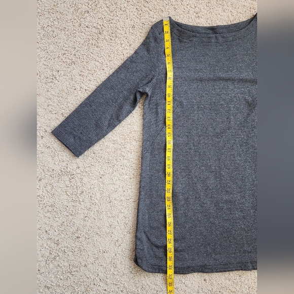 J Jill Womens Tunic Top Size S Ponte Knit Gray Herringbone Boat Neck 3/4 Sleeve - Picture 8 of 9